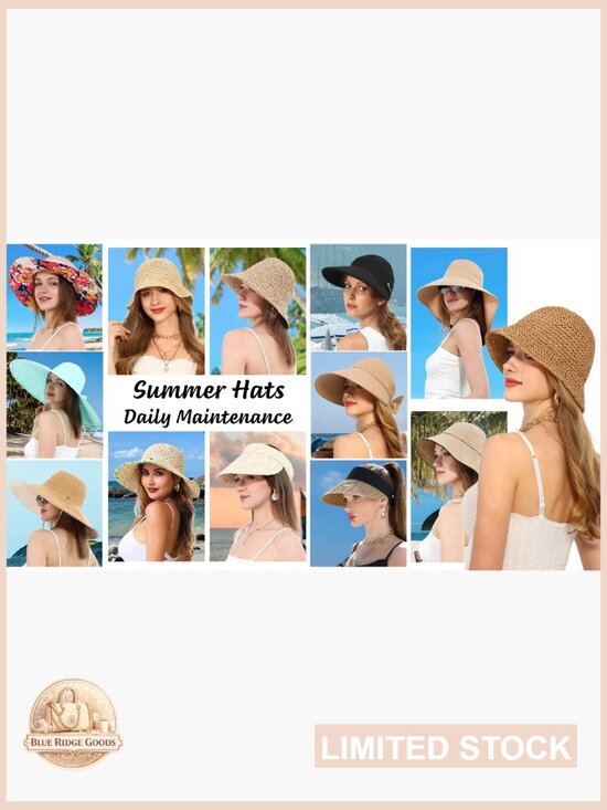 Woven Crochet Straw Bucket Hat Handmade Sun Protection Travel Accessory main image 6